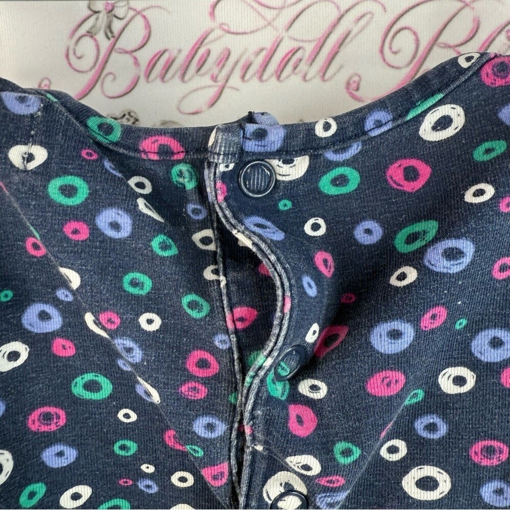 Boboli dress ruffles floral flowers embroidered pink navy Baby Polka Dot Outfit - Picture 9 of 16